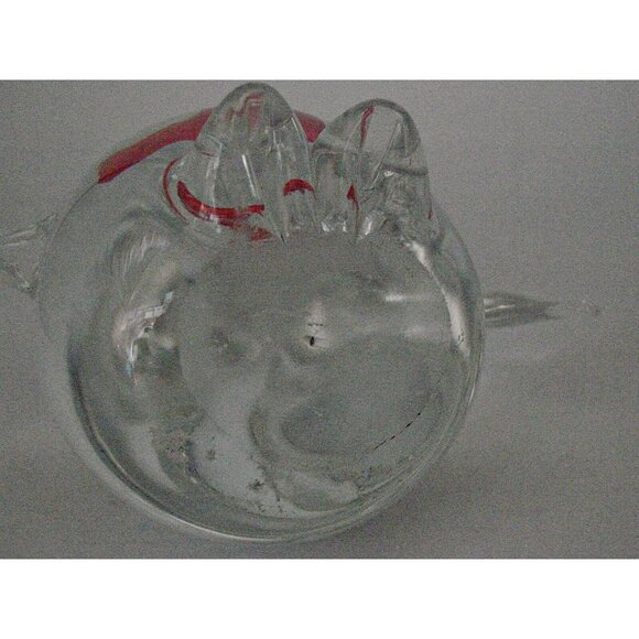 Clear Glass Penguin Figurine with Red Fish Inside Belly Artisan Paperweight Deco - Picture 6 of 12